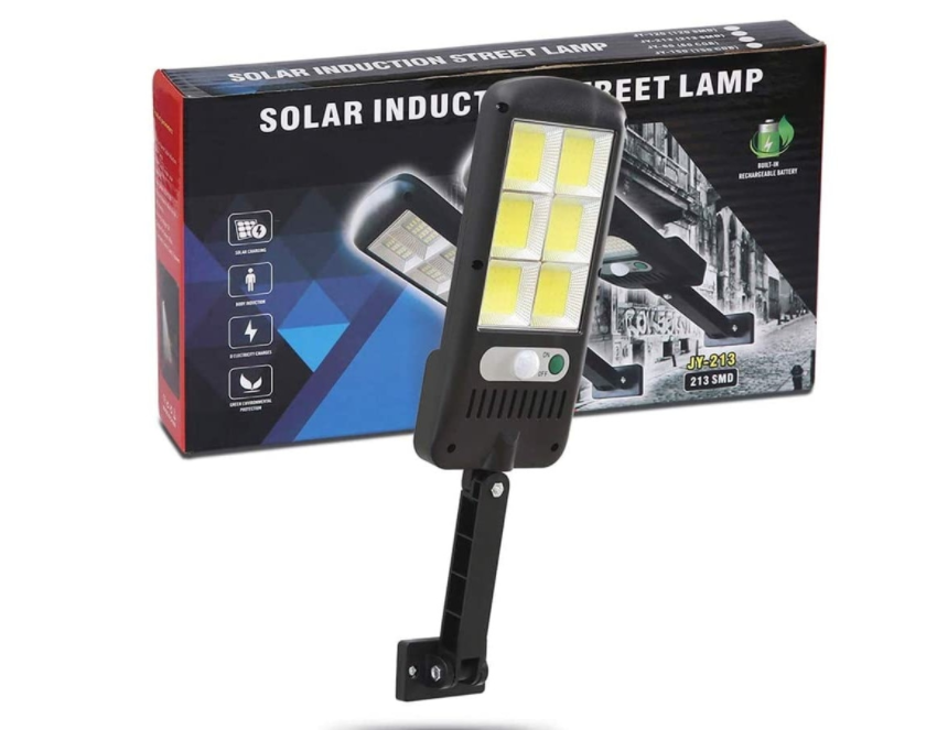 Set 5 Lămpi Solare Stradale cu Senzor de Mișcare, Braț Reglabil și 3 Trepte de Intensitate
