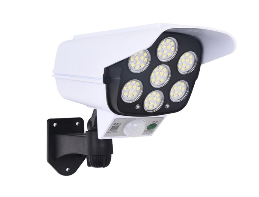 Set 4 Proiectoare Solare cu Aspect de Cameră de Supraveghere, 77 LED și Senzor de Mișcare