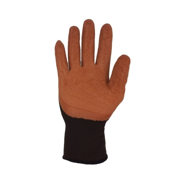 Manusi de lucru, tricot + latex, marime universala, maro inchis-maro deschis Aden