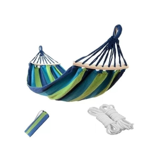 Hamac dublu din bumbac, cu bara de lemn, 200 x 160cm, Aden