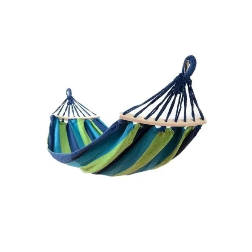 Hamac dublu din bumbac, cu bara de lemn, 200 x 160cm, Aden