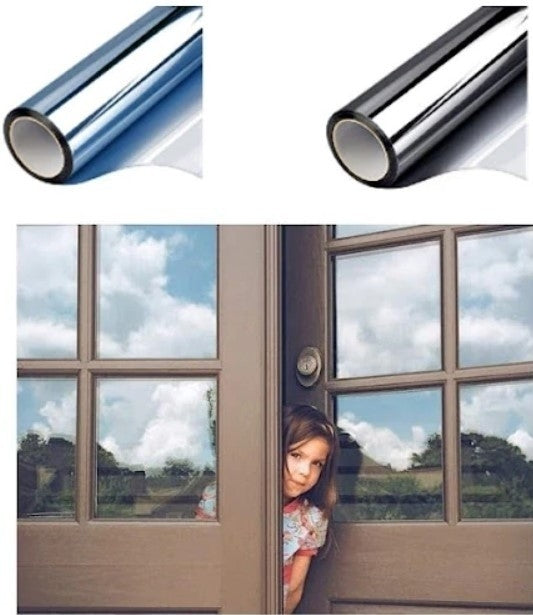 1+1 PROMO Folie Reflexivă pentru Geamuri Interioare cu Efect de Oglindă | Protecție Solară UV | 60 x 300 cm