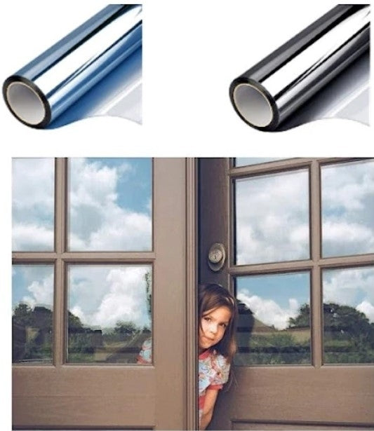 Folie reflexiva pentru geamuri interioare, cu efect de oglinda, protectie solara UV45X300 cm