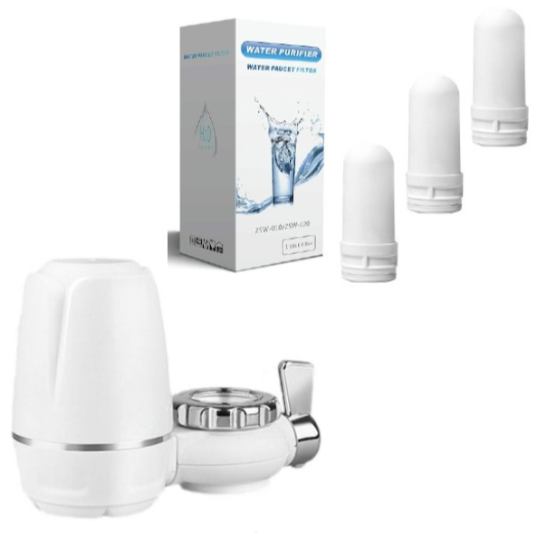 Filtru pentru apa Werstil, montabil pe robinet , antibacterian + set 3 filtre rezerva.