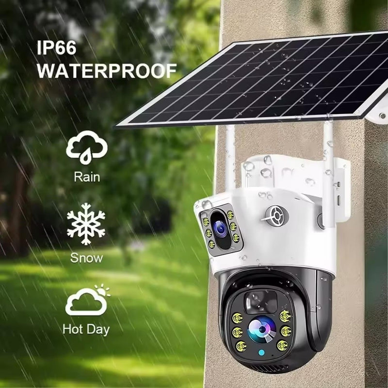 Cameră de Supraveghere WERSTIL 4K 8MP cu Panou Solar și Conexiune 4G, Încărcare Solară, Fără Priză. Alb sau Gri + Card Memorie 32gb CADOU