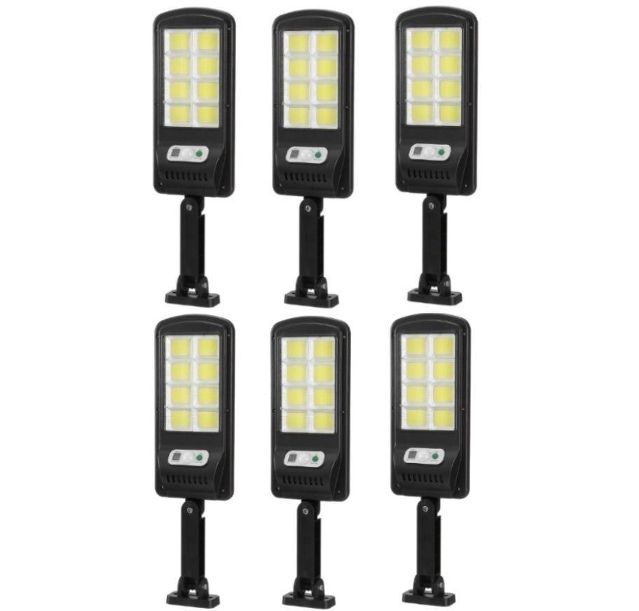 Set 6 Lămpi Solare Stradale cu Senzor de Mișcare, Telecomandă și Acumulator 15000 mAh