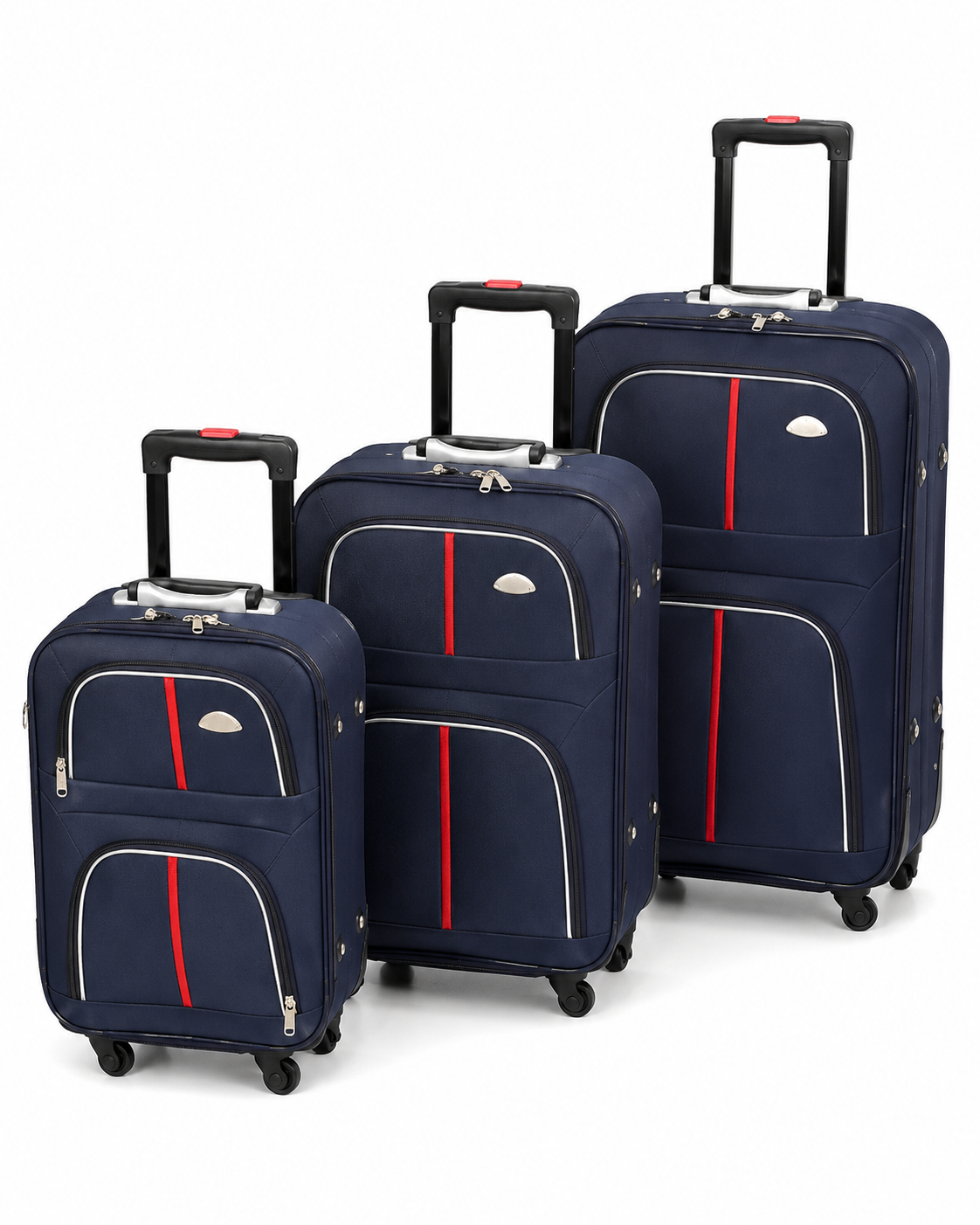 Set 3 Valize de Calatorie | 57 / 70 / 80 cm | Textil + Plastic | Negru / Maro