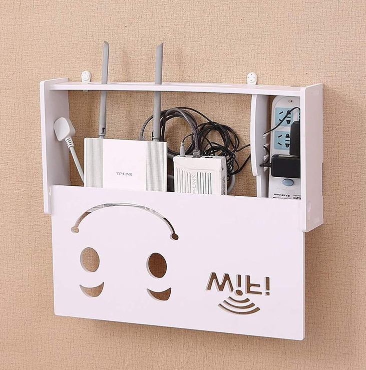 Suport router wireless pentru mascare fire si echipament WIFI, alb