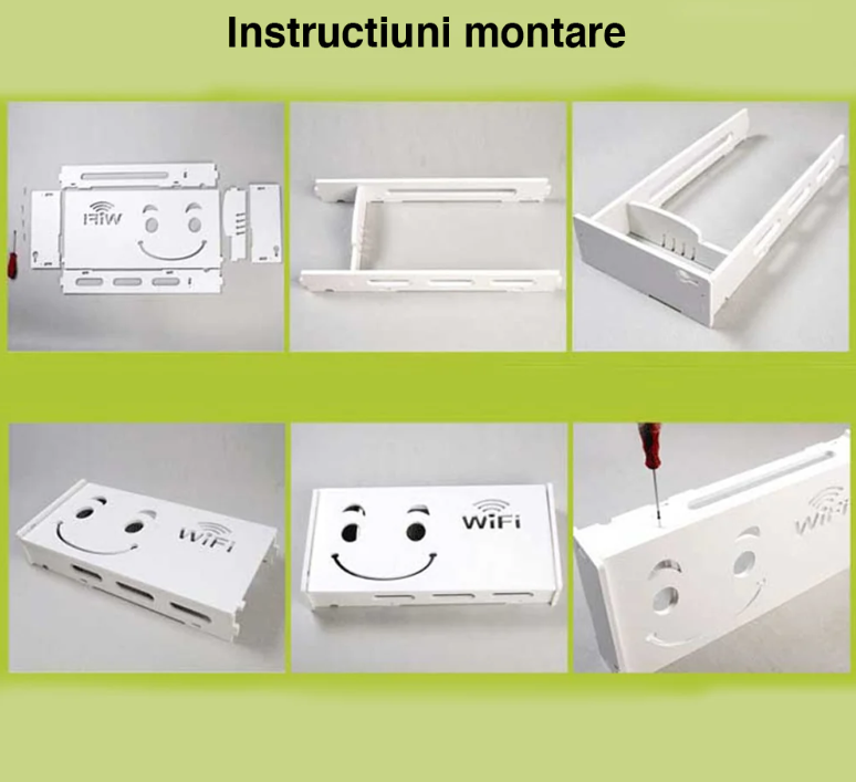 Suport router wireless pentru mascare fire si echipament WIFI, alb