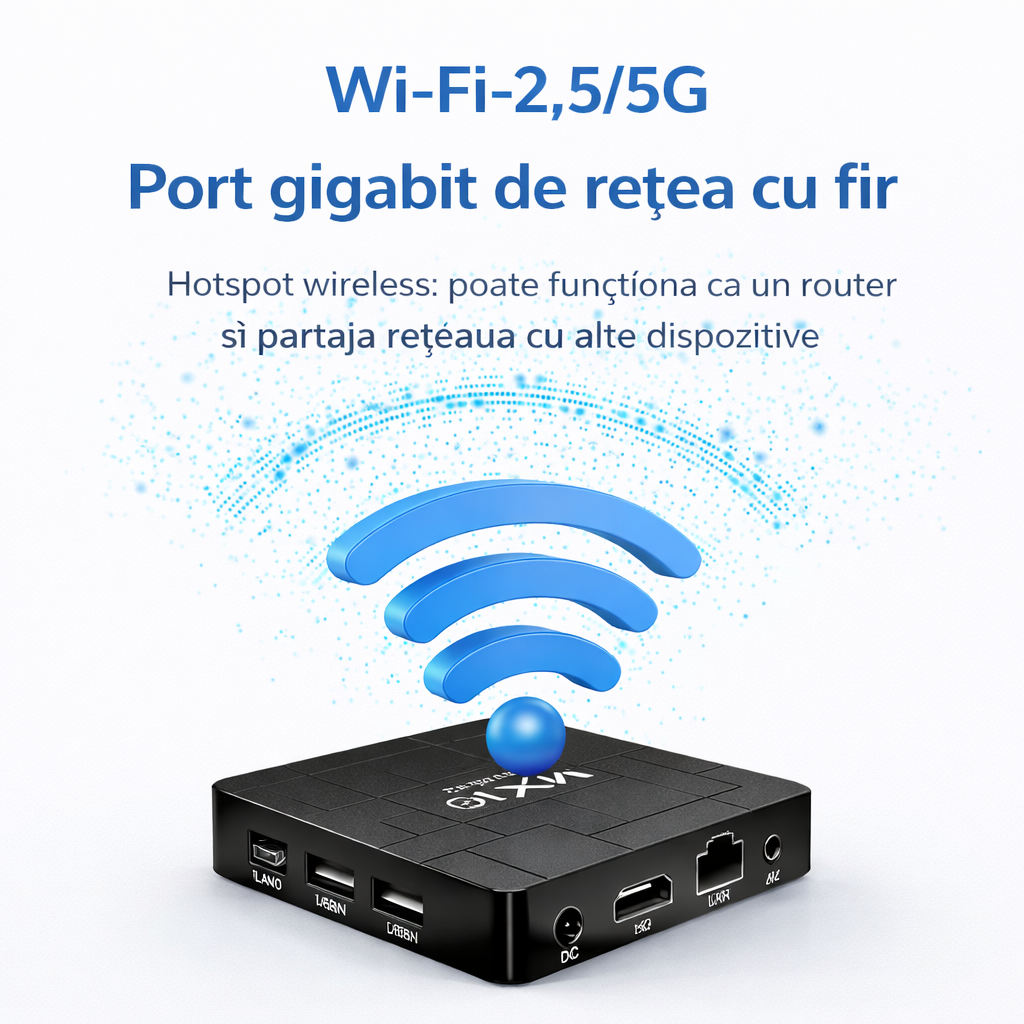 Android TV Box MX10 K2 | Android 13 | 4K | WiFi Dual Band | Telecomanda Vocala | Quad Core | 1.5GB RAM 8GB ROM