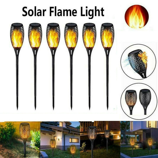 Set 6 Lampi solare cu efect flacara, 12 LED-uri, rezistenta la apa