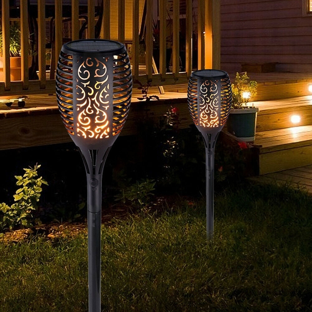 Set 6 Lampi solare cu efect flacara, 12 LED-uri, rezistenta la apa