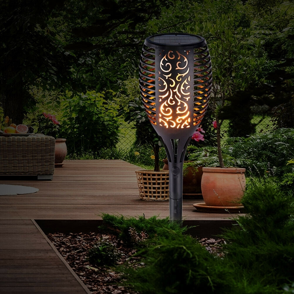 Set 6 Lampi solare cu efect flacara, 12 LED-uri, rezistenta la apa