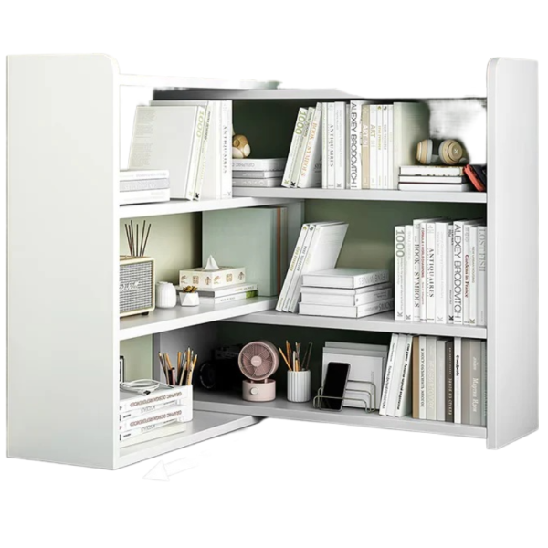 Bibliotecă Extensibilă și Rotativă cu 6 Compartimente, 40–80 cm, pentru Colț sau Perete, Albă