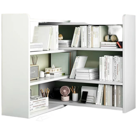 Bibliotecă Extensibilă și Rotativă cu 6 Compartimente, 40–80 cm, pentru Colț sau Perete, Albă