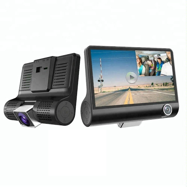 Cameră Auto Dublă Față + Interior, Full HD 1080p, Ecran Tactil 4 inch, Unghi 170°