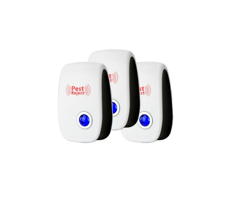 Set 3x Dispozitiv Antidaunatori Ultrasonic | Pest Reject | Fara Chimicale | Priza 220V | Protectie 80mp | Lumina Veghe