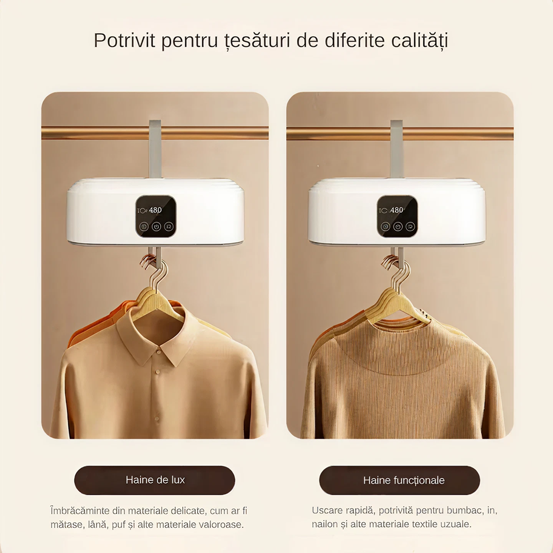 Uscator Electric Portabil 600W | Temporizare 1-8 Ore | Sterilizare UV | Capacitate 10 Kg | Aer Cald 360°