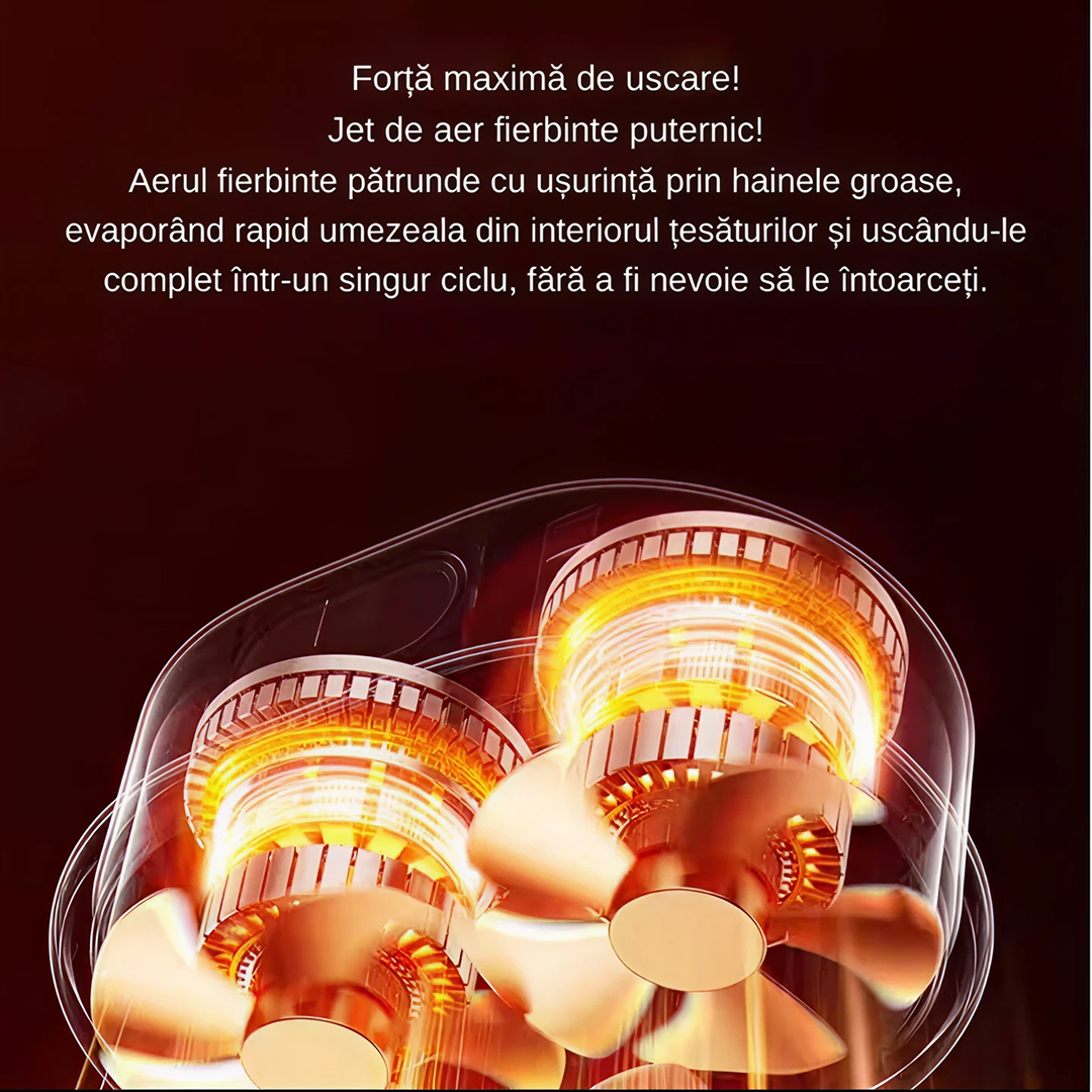 Uscator Electric Portabil 600W | Temporizare 1-8 Ore | Sterilizare UV | Capacitate 10 Kg | Aer Cald 360°