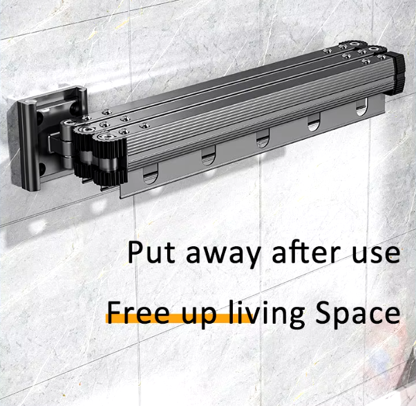 Uscător de Rufe Pliabil de Perete din Aluminiu, 18 Cârlige, pentru Balcon și Baie