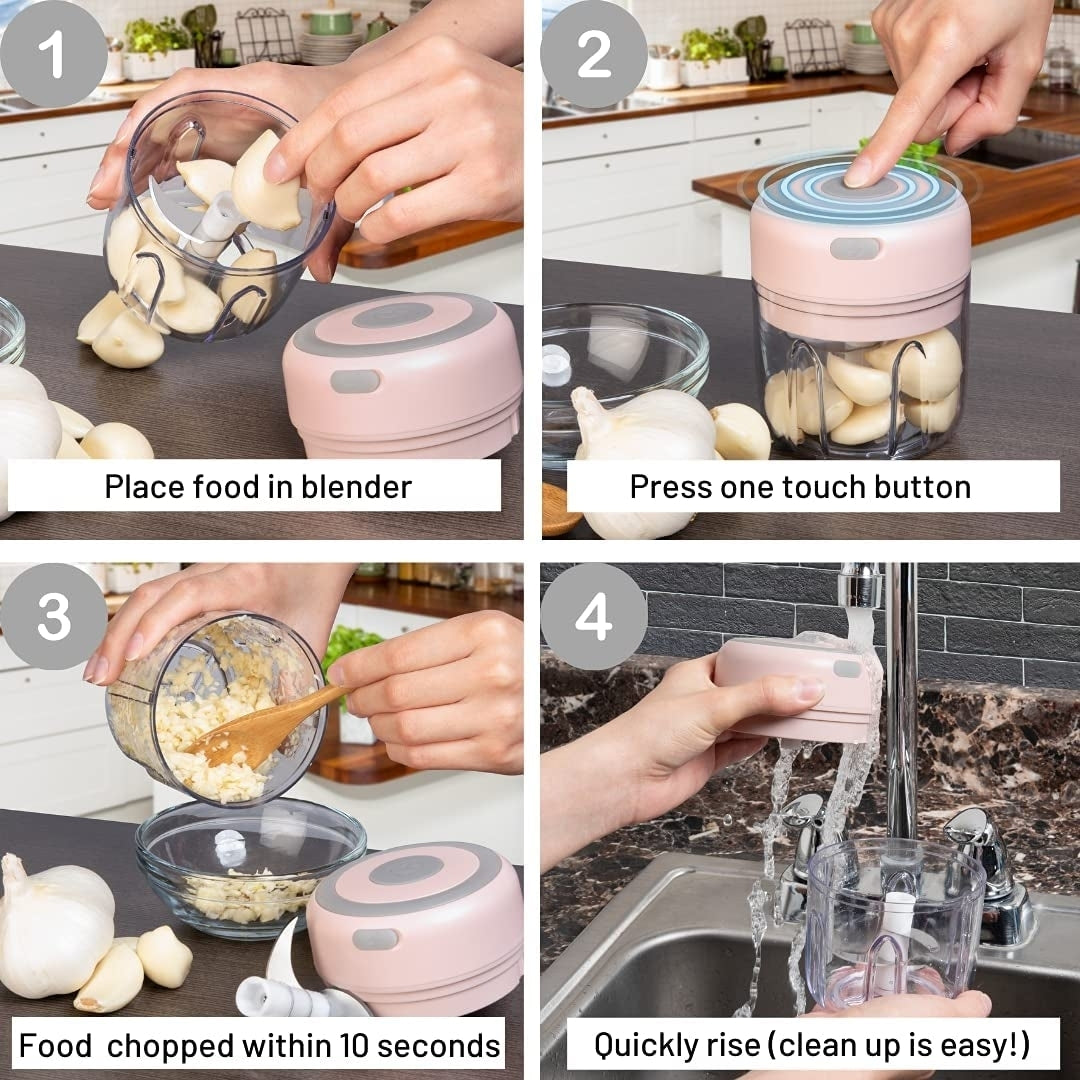 Mini blender electric, tocator pentru usturoi, legume, verde