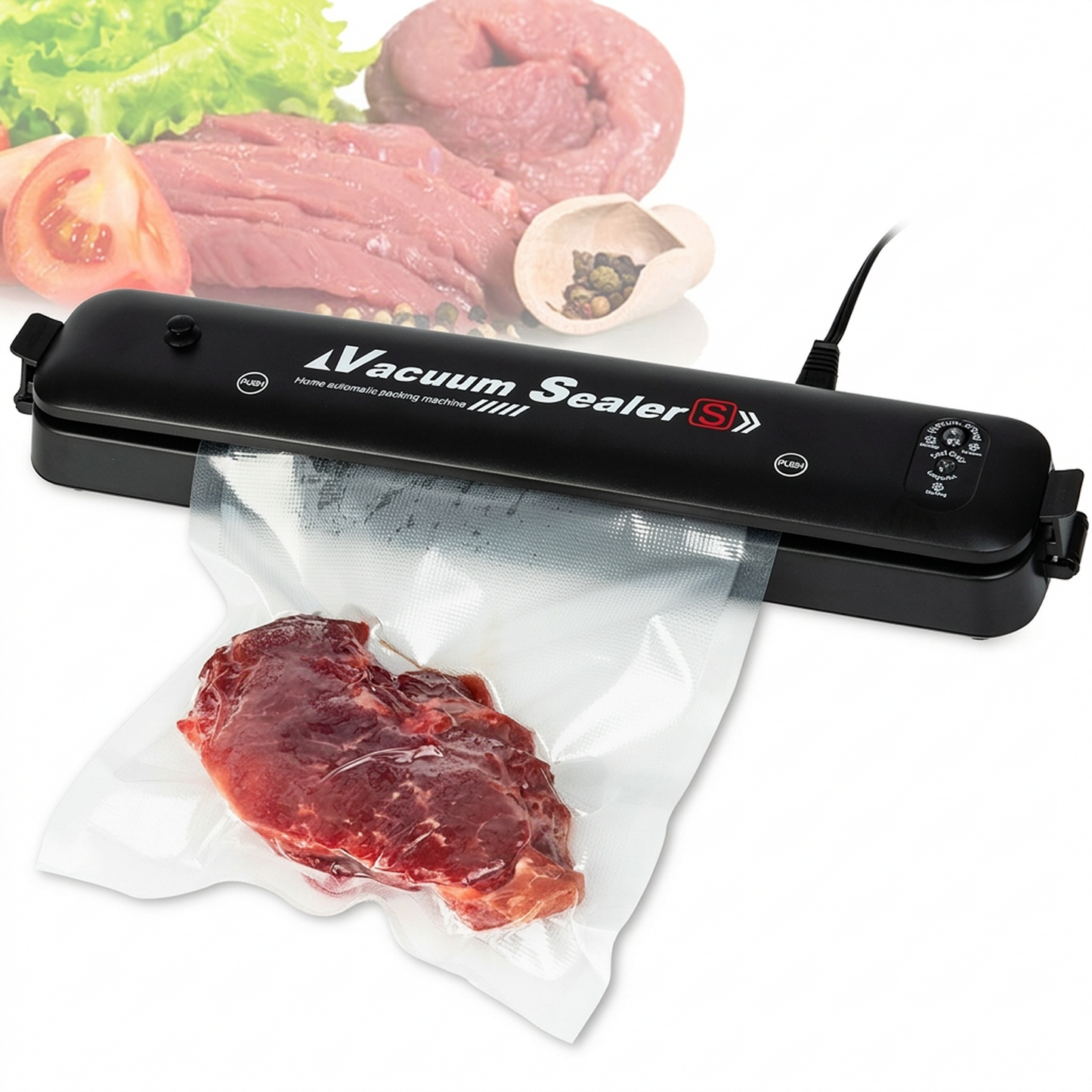Aparat de Sigilat si Vidat Alimente | 220V 90W | Mod Automat si Manual | Indicator LED | Alimente Uscate si Umede | Compact Portabil