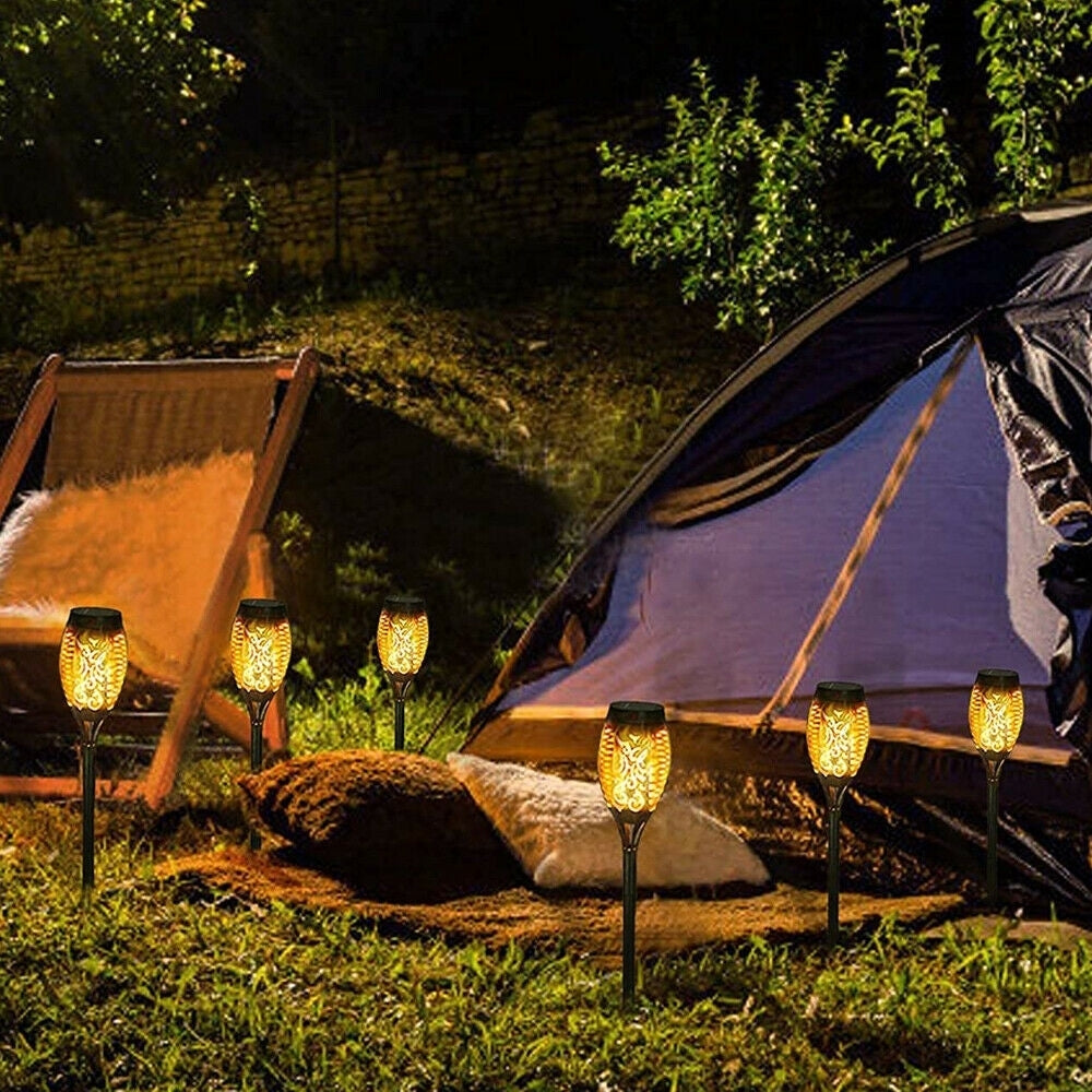 Set 6 Lampi solare cu efect flacara, 12 LED-uri, rezistenta la apa