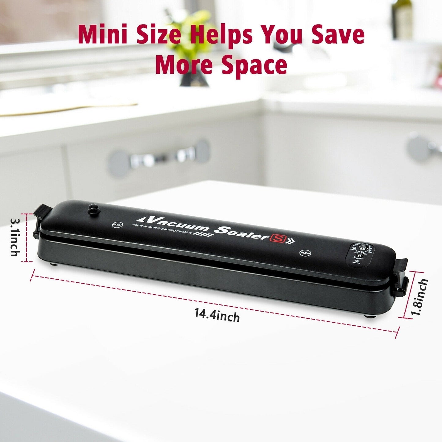 Aparat de vidat alimente, automat, negru, 90w + 30 pungi pentru vidat