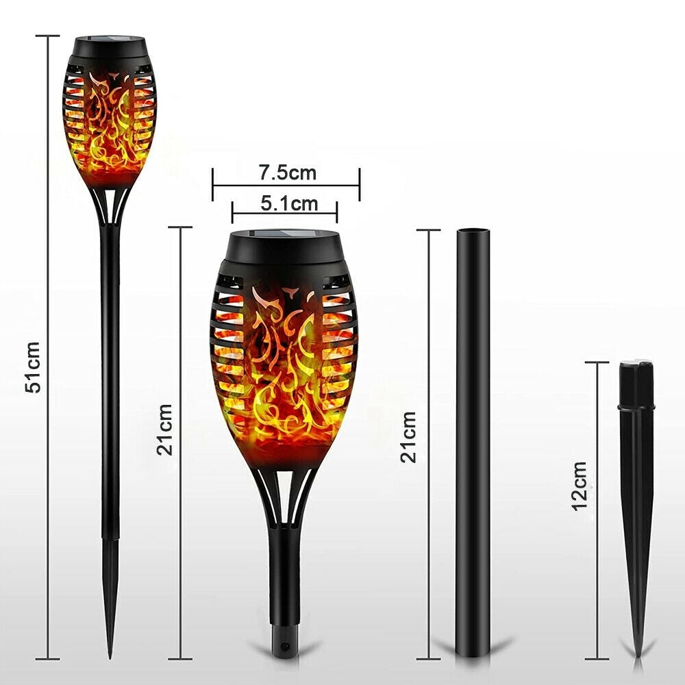 Set 6 Lampi solare cu efect flacara, 12 LED-uri, rezistenta la apa