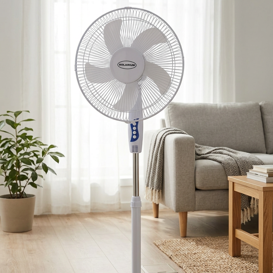 Ventilator cu Picior 40W | Diametru 40cm | Inaltime Reglabila 100-118cm | 3 Trepte Viteza | Oscilatie 90° | Alb | 56.6dB