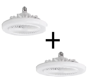 PROMO 1+1 Ventilator de Tavan, Tip Aplica, LED E27 – 30W, 3 Trepte de Viteză, Alb