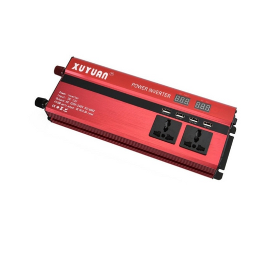 Invertor Auto pentru Sistem Solar, 12V, Display Dublu cu 4 Mufe USB, 2 Iesiri