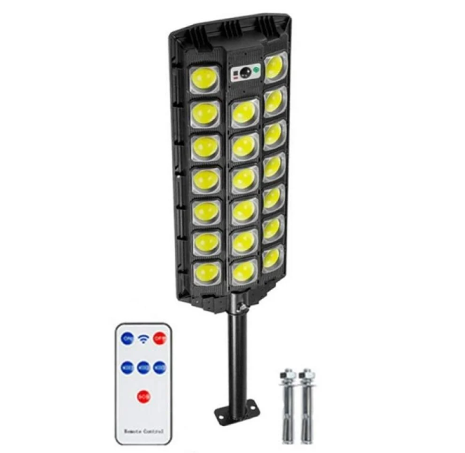 Lampă Stradală Solară 120W cu LED COB, Senzor de Mișcare, Telecomandă și Kit de Montaj