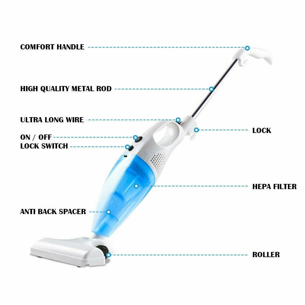 Aspirator Vertical cu Fir 2 în 1, Fără Sac, Tehnologie Ciclonică și Filtru HEPA Lavabil