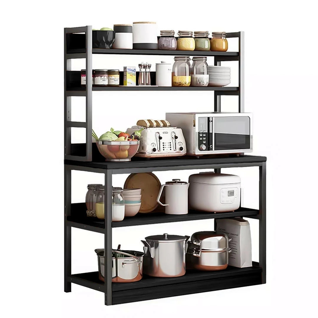 Etajera Multifunctionala pentru Bucatarie cu 3 Rafturi | Cadru Metalic si Polite din Lemn | 120x35x158 cm