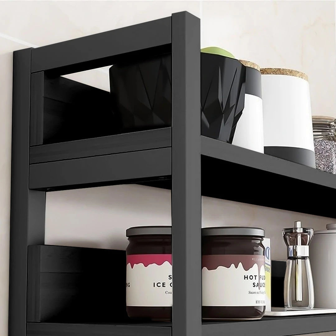 Etajera Multifunctionala pentru Bucatarie cu 3 Rafturi | Cadru Metalic si Polite din Lemn | 120x35x158 cm
