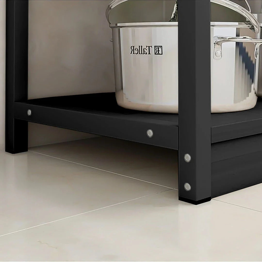 Etajera Multifunctionala pentru Bucatarie cu 3 Rafturi | Cadru Metalic si Polite din Lemn | 120x35x158 cm