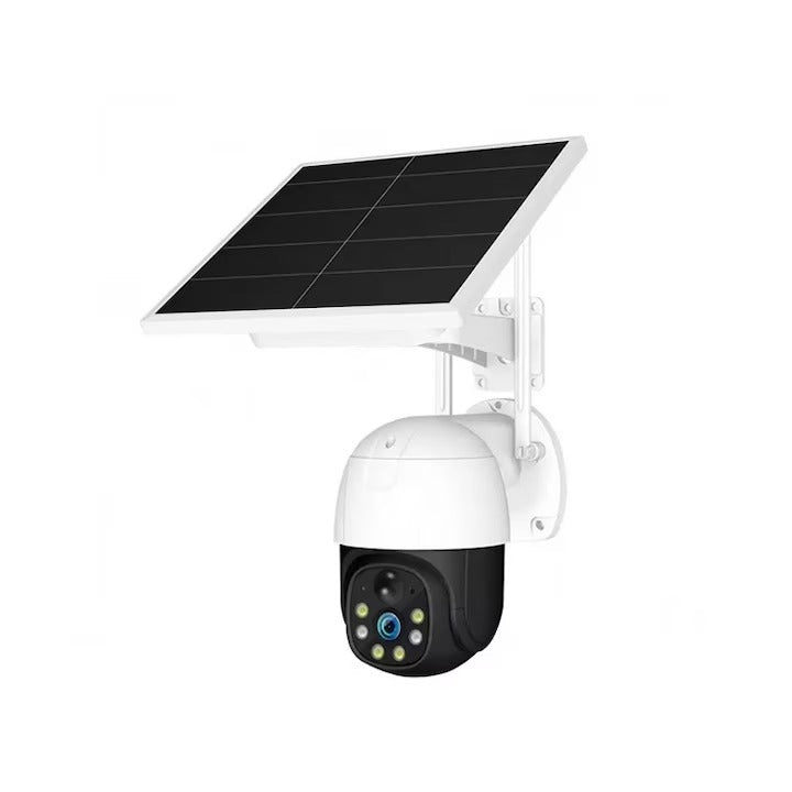 Cameră Solară 4G 3MP cu Panou 5W, Acumulator 8000 mAh, PTZ 355° și Card 32 GB