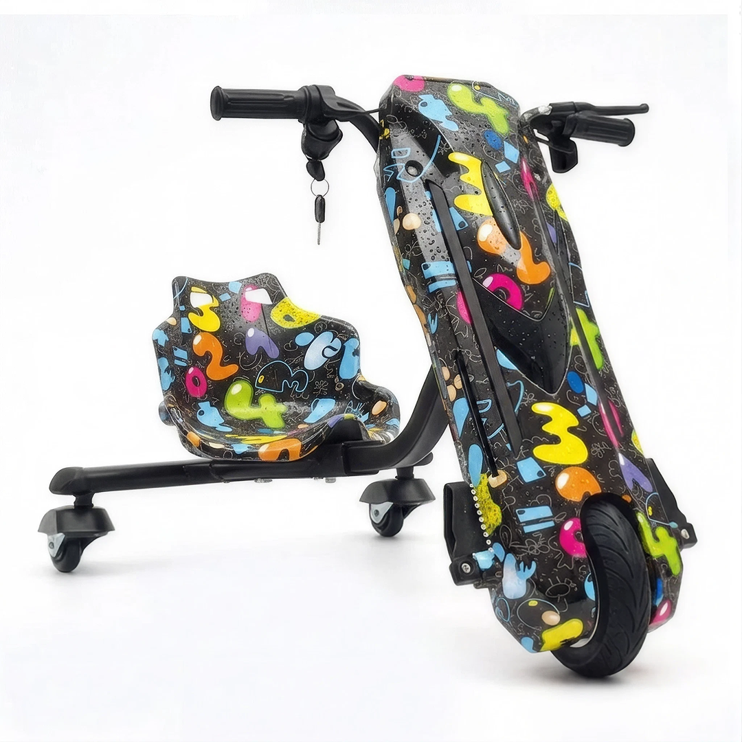 Trotinetă Electrică de Drift pentru Copii 36V, 250W, 3 Roți, Graffiti Multicolor