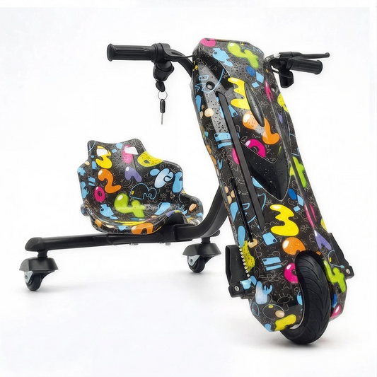 Trotinetă Electrică de Drift pentru Copii 36V, 250W, 3 Roți, Graffiti Multicolor
