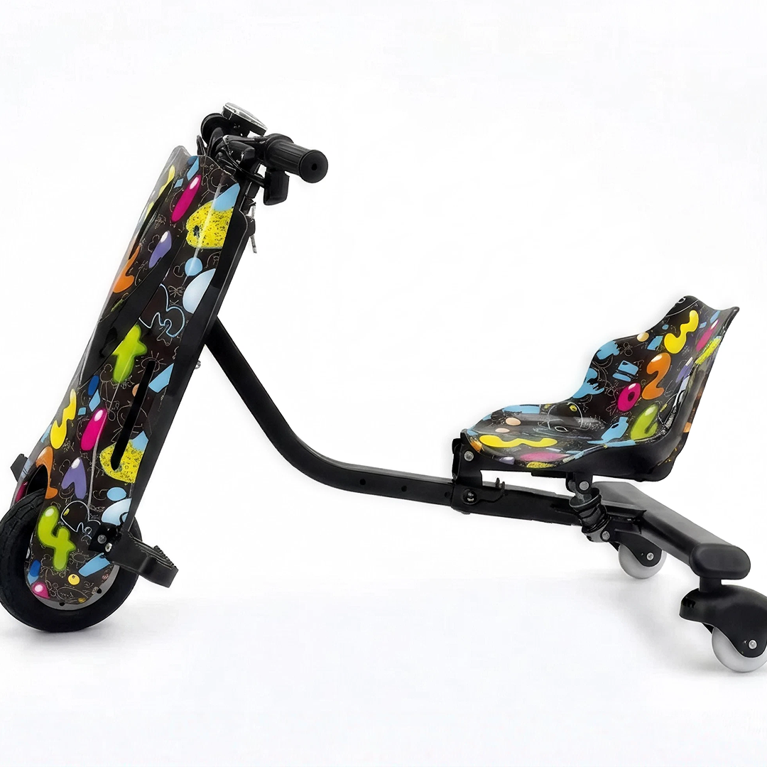 Trotinetă Electrică de Drift pentru Copii 36V, 250W, 3 Roți, Graffiti Multicolor