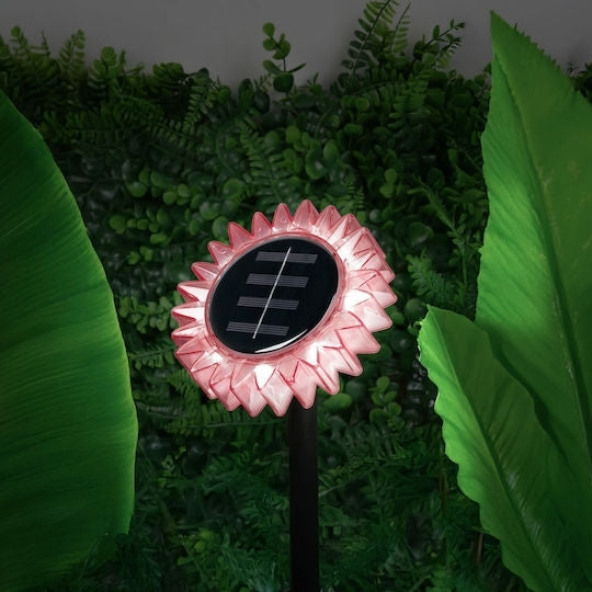 Set 3 Lămpi Solare Decorative Floarea-Soarelui, Galben, Albastru și Roz, LED Alb Cald