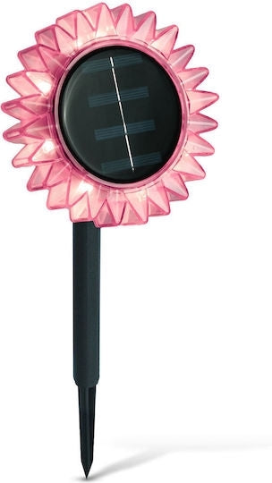 Set 3 Lămpi Solare Decorative Floarea-Soarelui, Galben, Albastru și Roz, LED Alb Cald