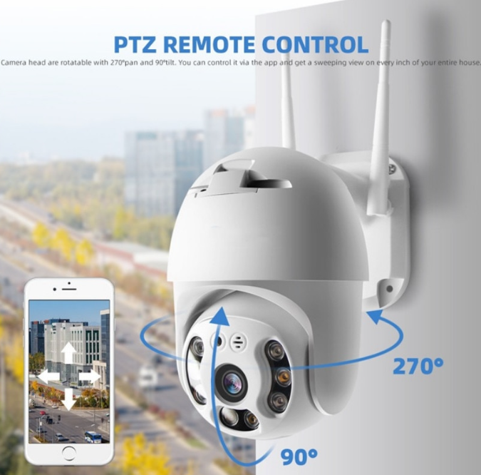 Cameră de Supraveghere PTZ WiFi 2MP cu Iluminare LED Automată, IR, Audio și Detecție Umană